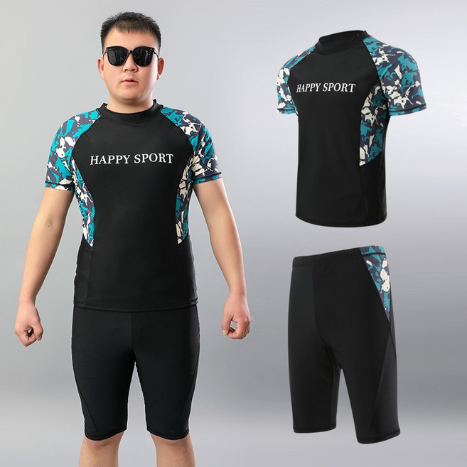 昊洋 超大碼男款五分泳褲, 2件組 (上衣+中褲),6XL