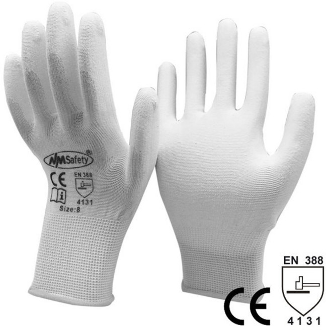 NMSAFETY니트 안전 작업 장갑 12 쌍24 개 건설 보안 정원 고무 산업 작업 장갑, CHINA, PU1350- W, M