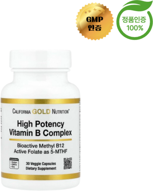캘리포니아 골드 뉴트리션 고효능 비타민B 복합체 베지 캡슐 30정, 1개