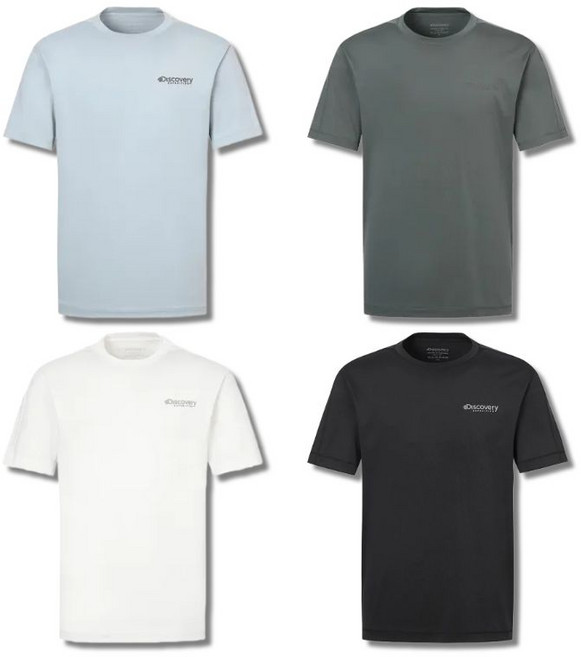백화점정품 디스커버리 남성 베이직 반팔 티셔츠 절개 반소매 여름 기본 기능성
