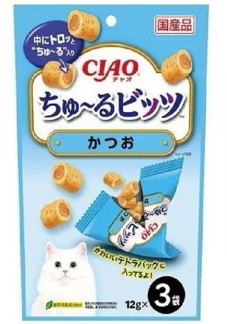 CIAO 啾嚕迷你肉泥夾心捲 多種口味選擇 獨立包裝 方便餵食 貓咪美味零食, CS-173 柴魚, 36g, 6袋