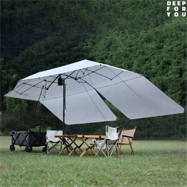 딥포유 원터치 타프 대형 캠핑 파라솔 접이식 2in1 그늘막 썬쉐이드, 실버코팅, 기본형