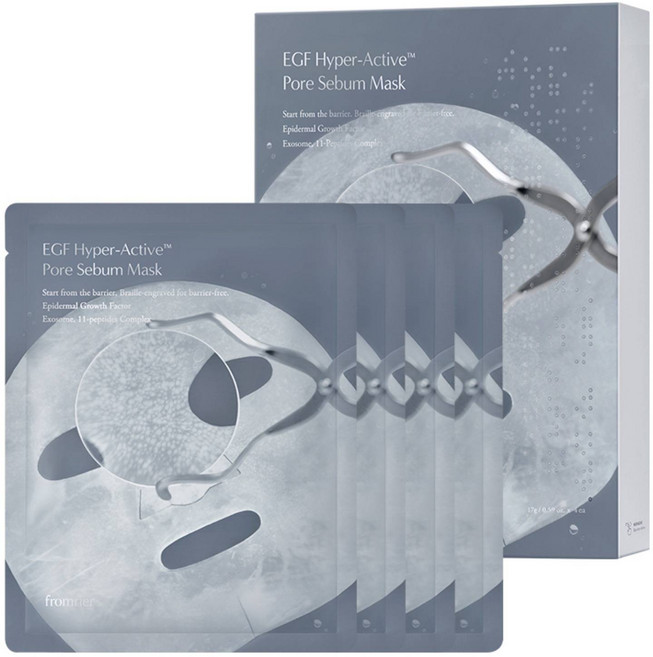 [피지흡착 마스크/화잘먹] 프롬리에 EGF 피지팩 하이퍼 액티브 모공 피지 마스크 4매입 1개, 4개입
