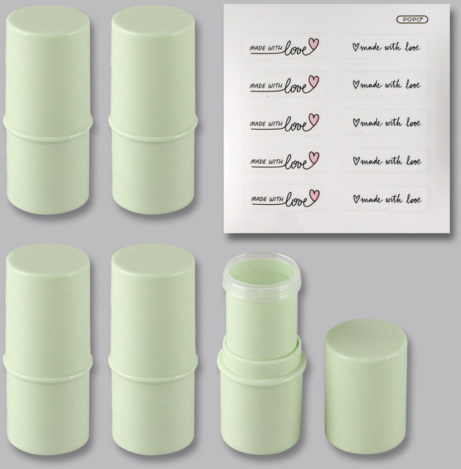 포포라운지 립밤용기 선스틱 케이스 로션바 공병 고체향수 만들기 재료, 1개, 그린 5개+스티커 1장