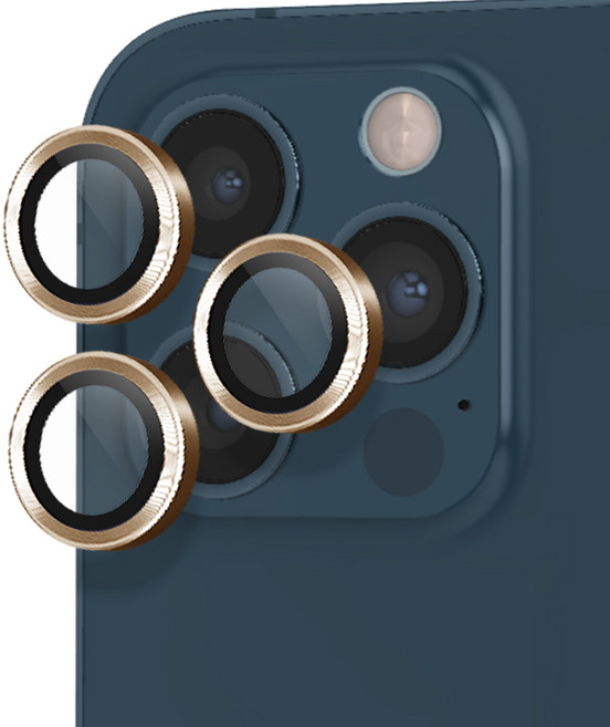 인트그로 카메라 보호 메탈 링 강화유리 1매 골드, 1개