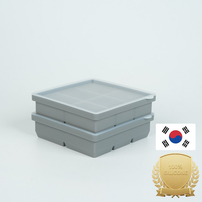(1+1) 아티즌 쿡 국산 실리콘 얼음틀 아이스트레이 큐브 마늘 보관 용기 세트, 2개, 그레이