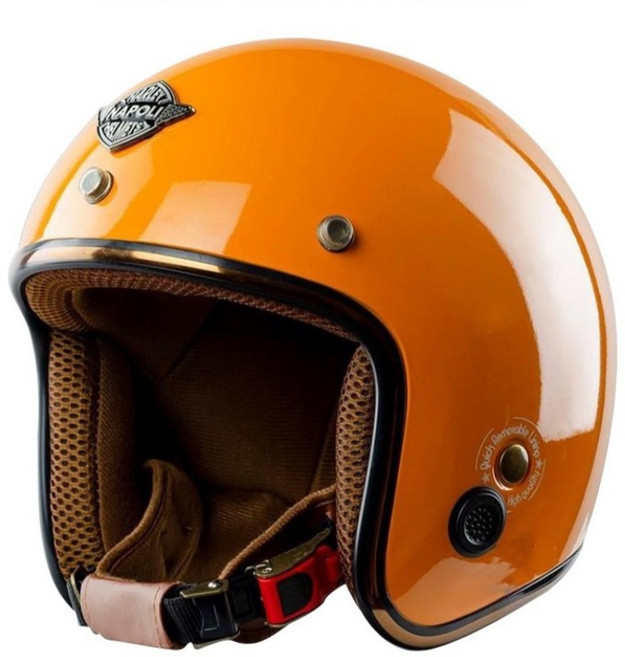 NAPOLI classic 오픈페이스 헬멧 오랜지, 무광블랙