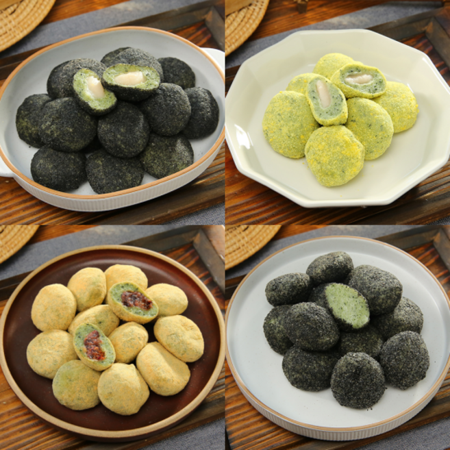 고수록 4종떡세트 100개 (검정깨두텁떡+콩고물찹쌀떡+생모시두텁떡+검정깨인절미)