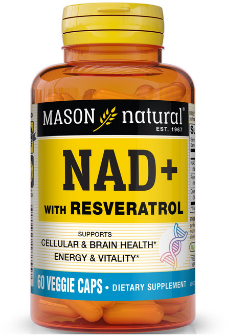 Mason Naturals 含NAD+白藜蘆醇素食膠囊, 1個, 60錠