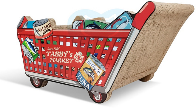 TABBY'S MARKET 購物車貓抓窩 大空間瓦楞紙耐磨貓玩具, 1個