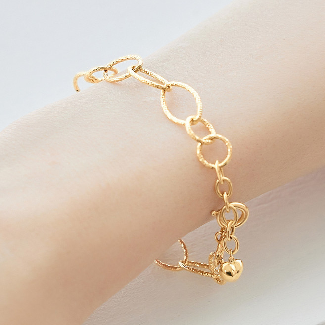 펠리체골드 14K 로렛트 컷팅 팔찌 (+쇼핑백증정) 골드 데일리 레이어드 패션 여성 기념일 선물 볼드 하트 여자친구 우정팔찌
