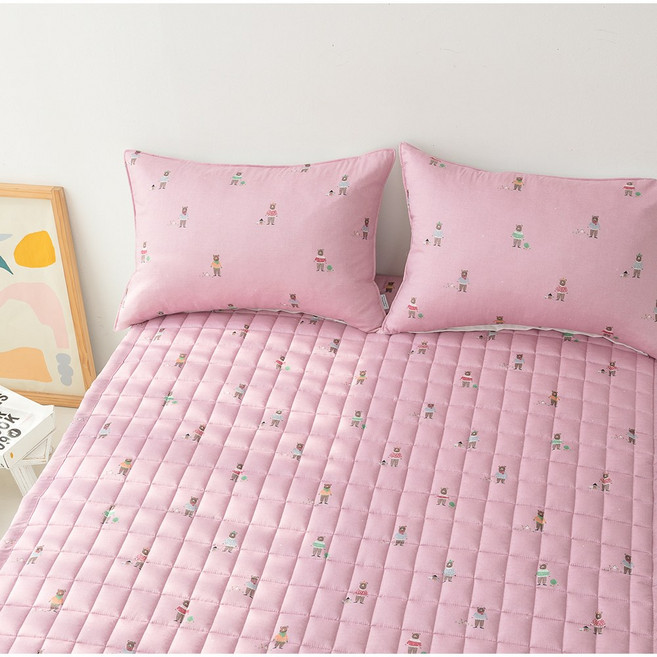 베어 모달 100% 침대패드 SS 사이즈 / 부드러운 사계절 침구, 핑크