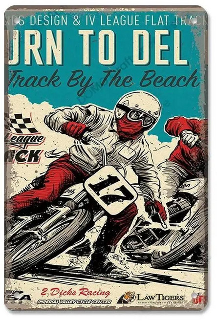 모토크로스 포스터 빈티지 금속 주석 간판 장식 오토바이 그랑프리 금속판 레로 벽장식 차고용, 40x30 센치메터, 9. 20