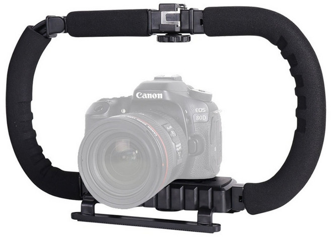 카메라 스마트폰 겸용 촬영 듀얼 핸드 그립 핸들 GRIP 핸드헬드 조명 마이크 설치, 1개, AC-N59