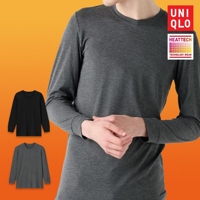 [매장판]유니클로 남성 히트텍 상의 내의 발열 내복 티셔츠+STOC파우치