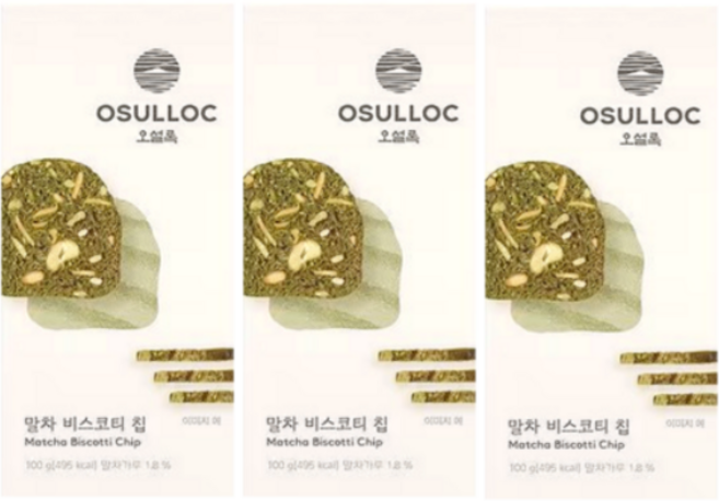 해오름식품 오설록 말차 비스코티 칩, 3개, 100g