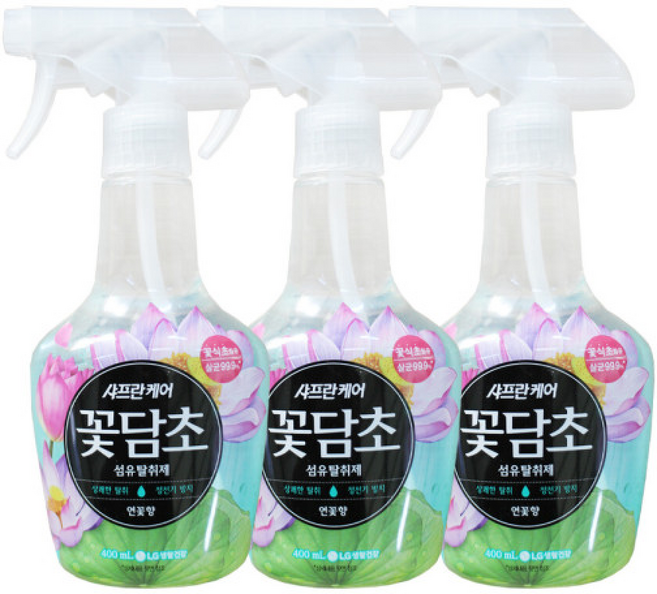 엘지 샤프란케어 꽃담초 섬유탈취제 연꽃향 400ml 3개