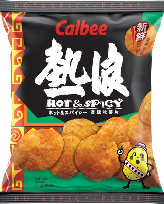 홍콩 Calbee 가루비 핫 스파이시 감자칩, 1개, 105g