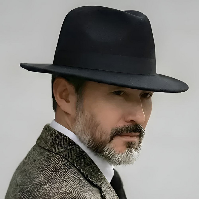 알레노브 페도라 고급 중년 남자 중절모