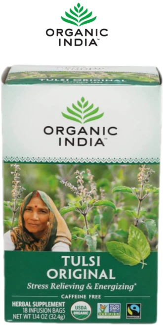 오가닉인디아 툴시 차 티 디카페인 오리지널 18티백 Tulsi Tea 홀리바질, 1개, 1.8g - 쿠팡