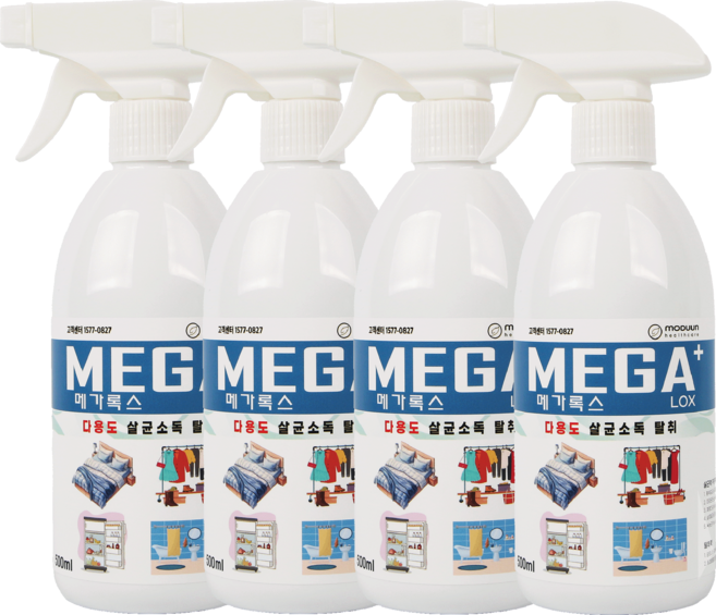 메가록스 살균소독제, 4개, 500ml