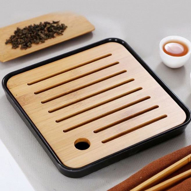 정사각 다기트레이 차판 블랙