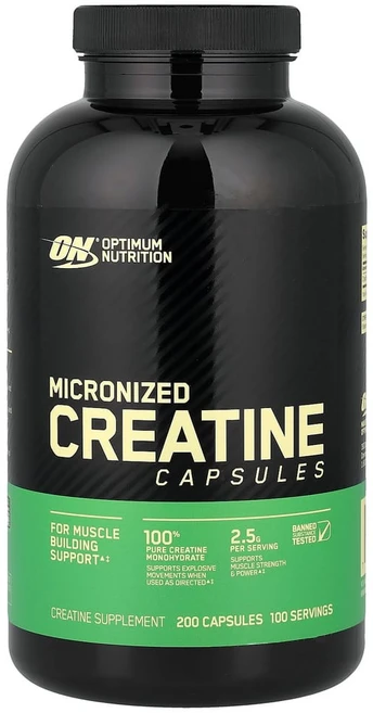 옵티멈뉴트리션 크레아틴 모노하이드레이트 헬스보충제 200캡슐 12주분, 200정, 1개 - 쿠팡