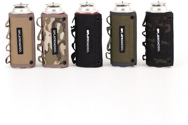 지플랫로드 캠핑 가스워머 케이스 부탄가스 커버 파우치, 블랙 멀티캠