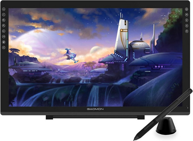 GAOMON PD2200 화면이 있는 드로잉 태블릿 8개의 터치 버튼이 풀 라미네이팅 디지털 아트 배터리 프리 스타일러스 틸트 130% sRGB 21.5인치 그래픽 스탠드 포 맥, 11.6 inch, with shortcut keys