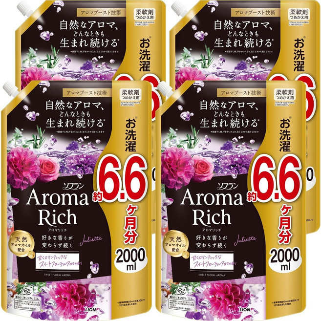 소프란 아로마리치 줄리엣 아로마향 유연제, 2L, 4개
