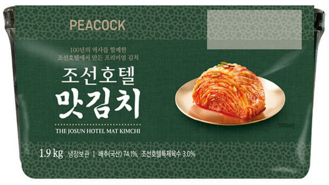 피코크 조선호텔 김치 맛김치 1.9kg 2개 배추, 기본