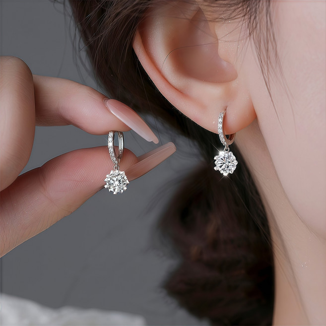 1캐럿 여성용 모이사나이트 귀걸이 QA-07