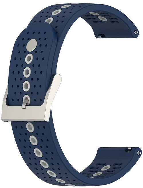 運動矽膠錶帶 適用華米 Amazfit Cheetah 2 Pro A2564 錶帶寬度 20mm 雙色錶扣式快拆, 午夜藍灰, 1個