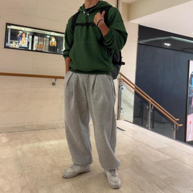 투버튼 헨리넥 후드티