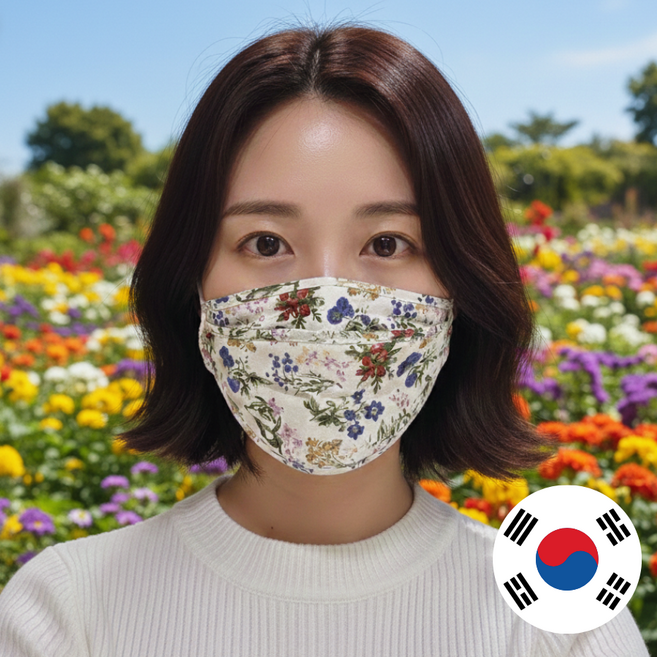 보라월드 빨아쓰는 천 순면 마스크, [단일] 03 내추럴 플라워 아이보리, 1개, 1개입