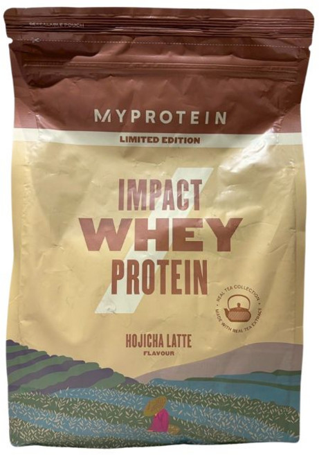 MYPROTEIN Impact 乳清蛋白粉 焙茶拿鐵口味，高蛋白低糖，健身肌肉修復，優質乳清蛋白, 1kg, 1個