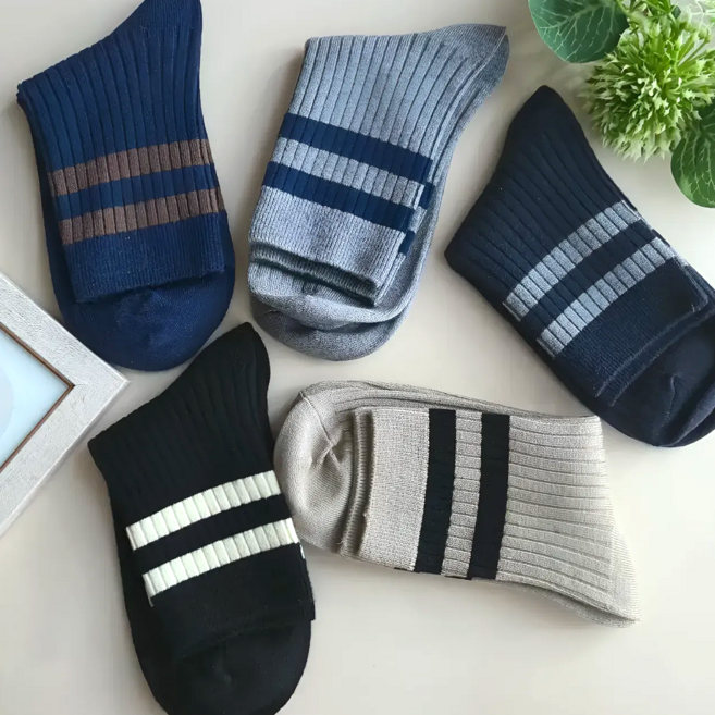 어리로운 남성 캐시미어 중목 골지 양말 5켤레
