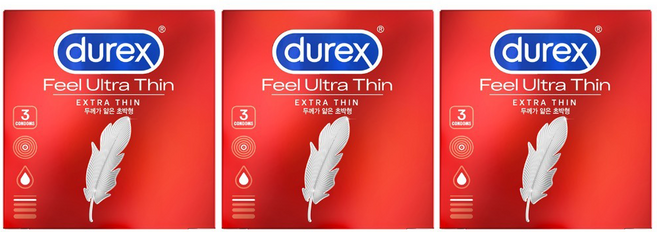듀렉스 필울트라씬 초박형 콘돔, 3개입, 3개