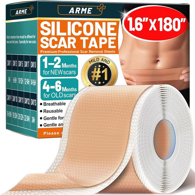 Arme SilicONE 오네 Scar Tape Sheets for Surgical Scars(1.6"x180" Roll-4.6M) Medical Grade Tape REU, 180" - 4.6M (1 Roll)