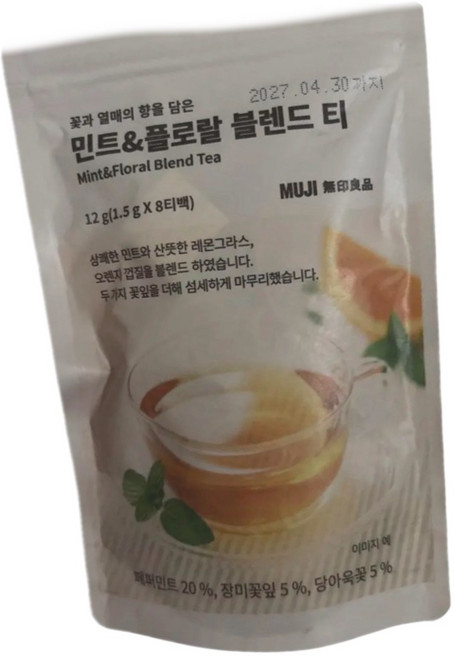 MUJI 꽃과 열매의 향을 담은 민트&플로랄 블렌드 티, 3개, 1.5g, 8개입
