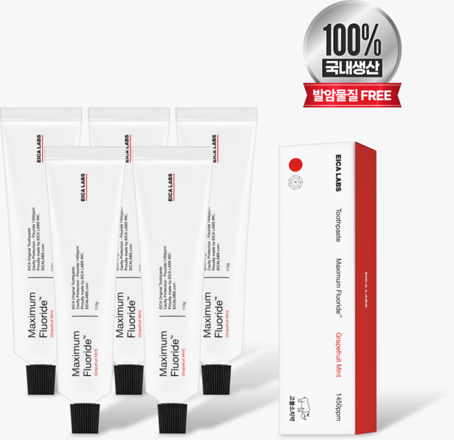 에이카랩스 고불소치약 1450 임산부 입덧 구취 입냄새제거 치과전용 코뿔소치약, 110ml, 5개, 자몽민트