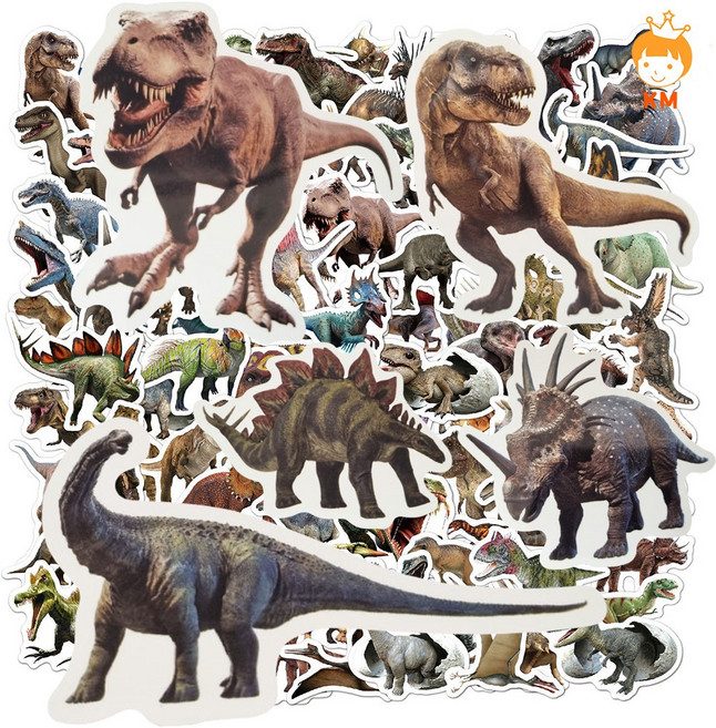 케이엠 공룡 스티커 방수 pvc 노트북 다이어리 꾸미기, 공룡1번 100p, 1세트