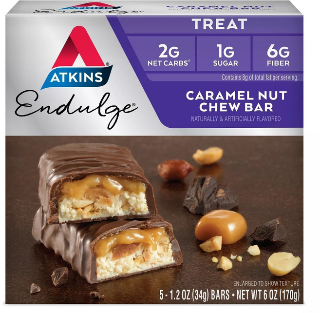 ATKINS 焦糖堅果棒 5入, 1盒, 170g