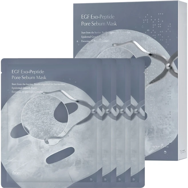 [피지흡착 마스크/화잘먹] 프롬리에 EGF 피지팩 엑소 펩타이드 모공 피지 마스크 4매입 1개, 4개입 - 쿠팡