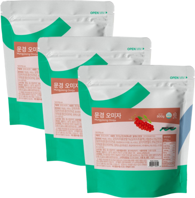 민트라벨 문경 오미자 에이드 아이스티 음료 파우, 1개입, 800g, 3개