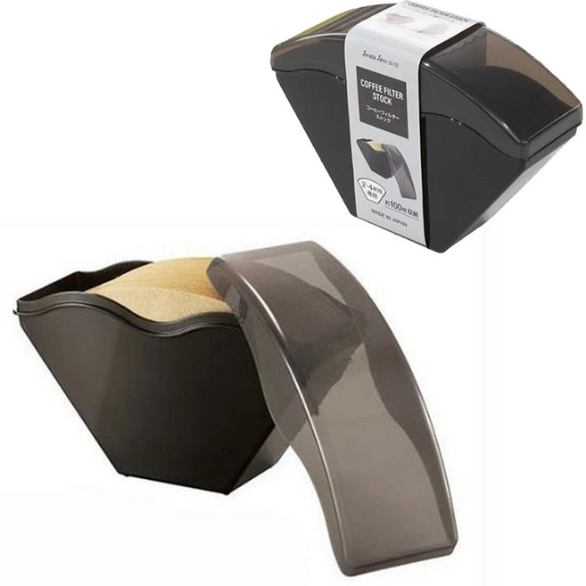 사나다세이코 커피 여과지 케이스 원두커피 필터 보관함, 블랙, 1개
