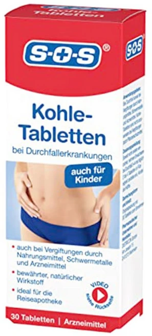 SOS 먹는 숯 30정 독소배출 독일 직배송, 1개 - 쿠팡