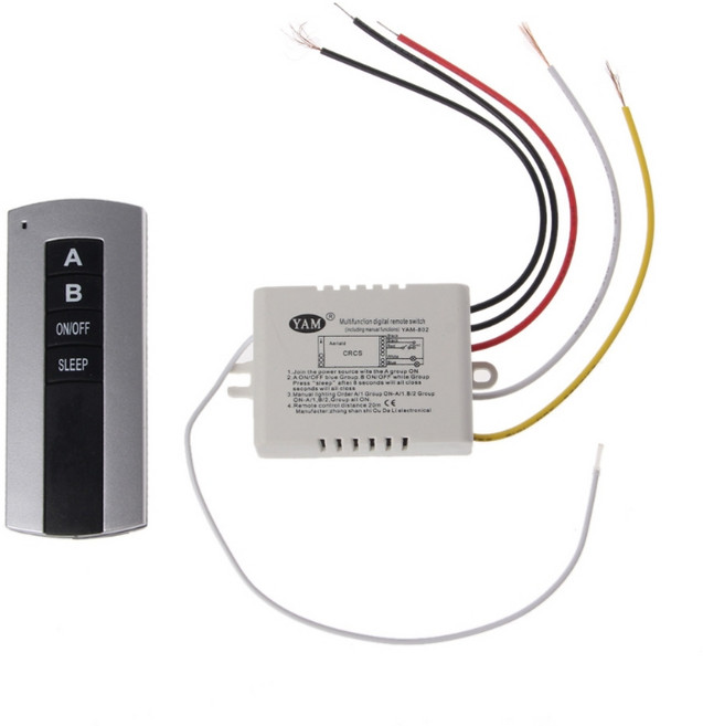 무선 2 채널 켜짐/꺼짐 램프 리모컨 스위치 수신기 송신기, 하얀색, 1개