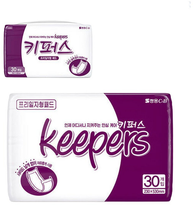 쌍용 키퍼스 성인용기저귀 속기저귀 프리일자형 패드 30매x4팩 (120매), 30매입, 4박스