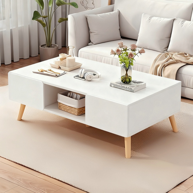 거실테이블1000 대용량 소파 테이블, 화이트 100*50*42cm